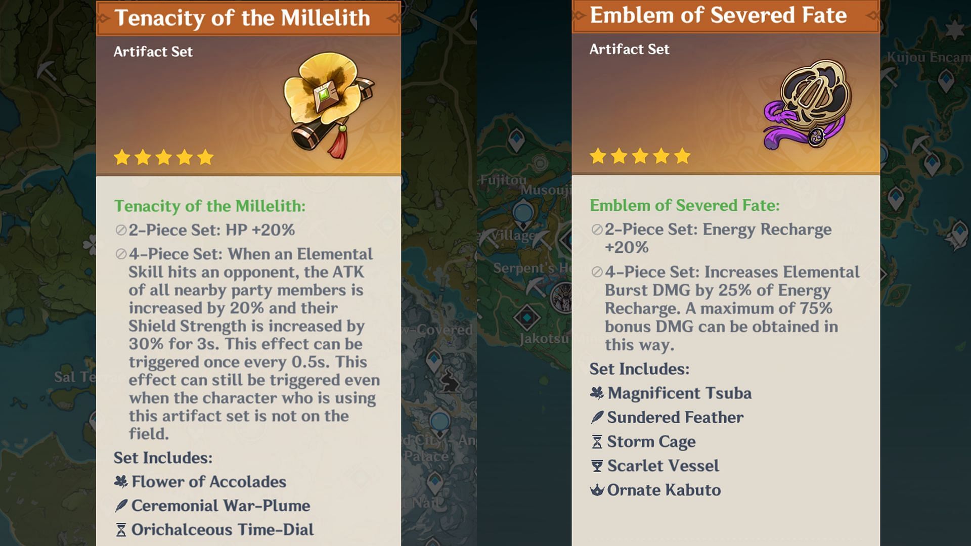2pc HP% + 2pc ER% sets can also be used (Image via Sportskeeda Gaming/HoYoverse)